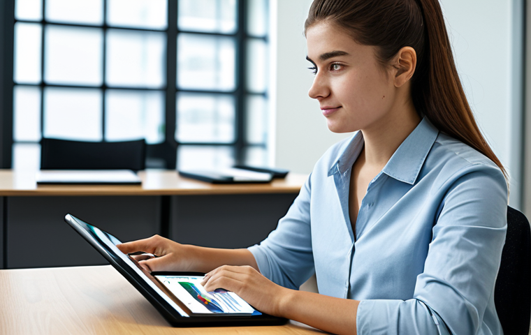 A focused university student, fully clothed in professional and modest attire, seated at a modern desk in a well-lit, contemporary study lounge. They are deeply engaged with an interactive adaptive learning platform displayed on a sleek tablet, showcasing personalized educational content. The image emphasizes digital learning and individual progress. High-quality professional photography, perfect anatomy, correct proportions, natural pose, well-formed hands, proper finger count, natural body proportions, safe for work, appropriate content, fully clothed, professional.