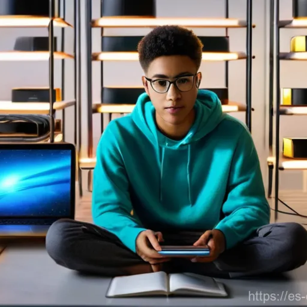 디지털 교육의 경험 분석 - **Prompt 1: The Digital Learning Odyssey**
    "A young adult student (18-25 years old), wearing com...