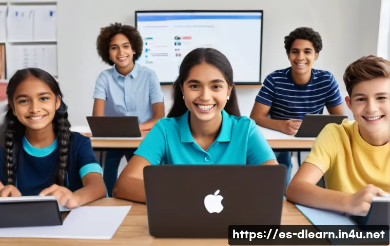 디지털 학습의 평가 도전과제 - A modern virtual classroom scene featuring diverse Latin American students engaging with interactive...