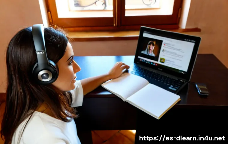 온라인 교육 시장 동향 - Photorealistic home learning scene for the Spanish-speaking online education market, an adult woman ...
